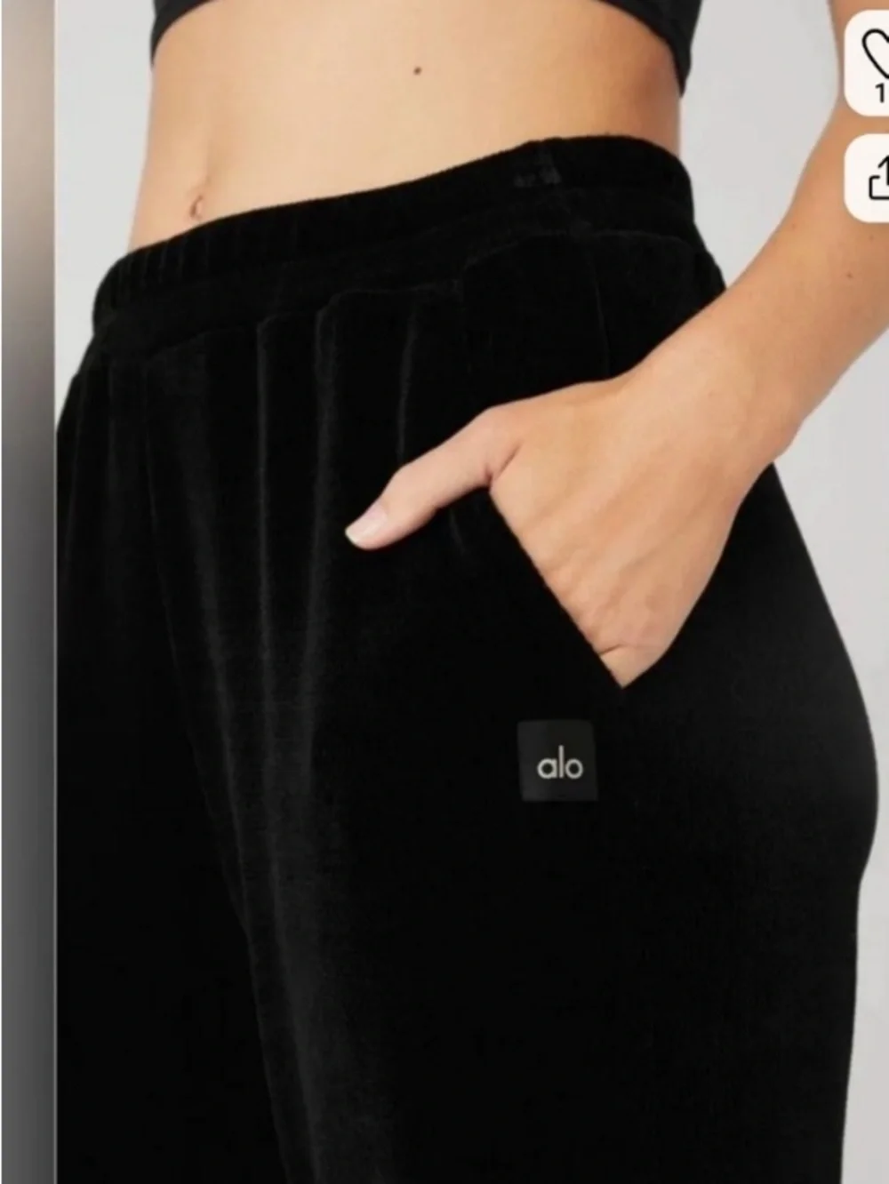Alo Yoga Chalet Chenille Wide Leg Pants Sz M Black High Rise Soft Cozy Lounge